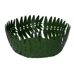 [S-V5953310000] Cestina metallo foglia alloro verde scuro tondo ø20h7