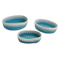 [S-V85263800TU] Cestina ovale in tessuto turchese 28x23h7,5 cm