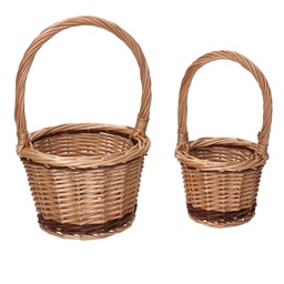 [S-V2100090000] Cestino in vimini naturale riga tondo 14x9/20 cm