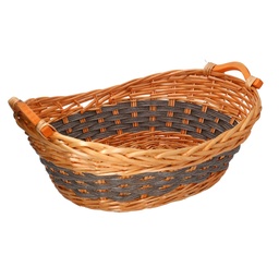 [S-V9376590000] Cesto ovale in vimini miele e grigio 53x38x19 cm