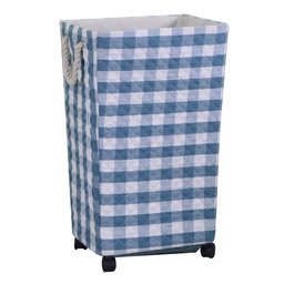 [S-V1992140000] Cestone tessuto azzurro rettangolare con rotelle 40x30x70 cm