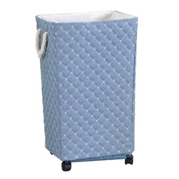 [S-V1992120000] Cestone tessuto azzurro rettangolare con rotelle 40x30x70 cm