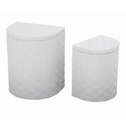 [S-V1914080000] Cestone in carta bianca intrecciata 45x35h54 mezzaluna