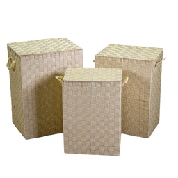 [S-V19186200BI] Cestone poliestere crema foderato rettangolare 40x30x55 cm