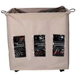 [S-V1992850000] Cestone tessuto beige triplo pieghevole 55x36h58