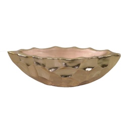 [S-V6113060000] Ciotola ovale in resina oro cm82x30h26