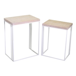 [S-V6455160000] Set di 2 Colonnine in Metallo Lucilla, Bianco - Dimensioni: 42x29x56,5 cm e 48x32x63 cm