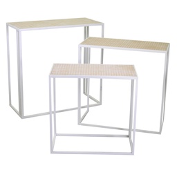 [S-V6455170000] Set di 3 Colonnine in Metallo Lucilla Bianco - Misure: 62x32x62 cm, 72x35x72 cm, 82x37x81 cm