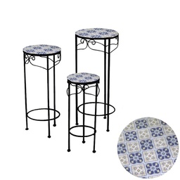 [S-V6458440000] Colonnina mosaico in metallo Cagliari - Decorazione maiolicata - Diametro 20cm, Altezza 48,5cm