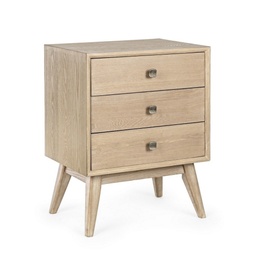 [S-B0745833] Comodino 3 cassetti Alannis in legno nobilitato 48x35x66h cm