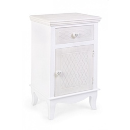 [S-B0744855] Comodino in MDF un anta un cassetto Bianco 40x32x h69,5 cm