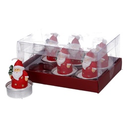 [S-V5511140000] Confezione 6 pezzi candela paraffina babbo natale rosso 13,5x6,5x9,5 cm