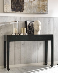 [S-TY/051] Consolle elegante in legno con top nero, dimensioni 40x120x84 cm