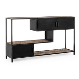 [S-B0746438] Consolle 3 ante e 3 ripiani Roderic stile industriale - 140x35x82 cm