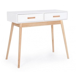 [S-B0740049] Consolle bianca con 2 cassetti, 90x40x79 cm