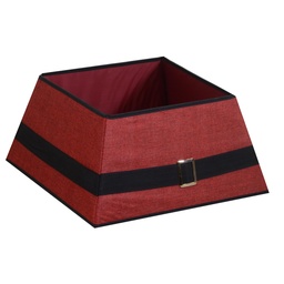 [S-V6146690000] Copribase albero tessuto pieghevole rosso riga nera quadro cm48x48h25