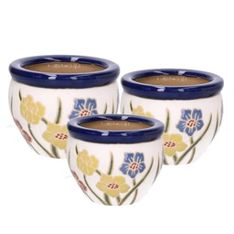 [S-V5825510000] Coprivaso ceramica bianco con fiori 30x21 cm