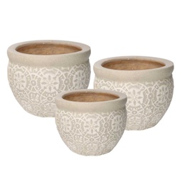 [S-V5866750000] Coprivaso ceramica decori bianco ø30x21