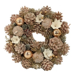 [S-V6323210000] Coroncina rosa con fiori e pigne ø30h8