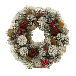 [S-V6322770000] Coroncina innevata con mele ø30h7,5 cm
