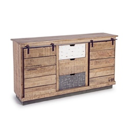 [S-B0745496] Credenza in legno nobilitato con 2 ante e 3 cassetti - Misure: 150x38x85 cm