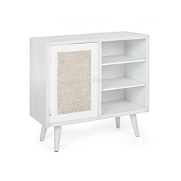 [S-B0744882] Credenza con anta e tre ripiani Bianco 66x30x h64,5 cm