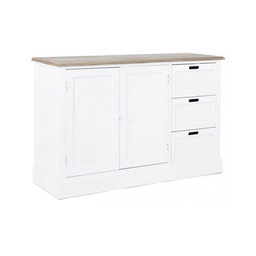 [S-B0740490] Credenza in MDF due ante tre cassetti Bianca DOROTEA 123x40x h82 cm