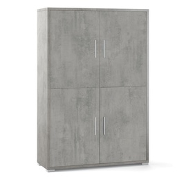 [S-ODB834CECEK] Credenza quattro ante quattro ripiani in legno Beton Cemento 108x41x h161 cm