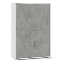 [S-ODB834OSCEK] Credenza quattro ante con quattro ripiani in legno Bianco Cemento 108x41x h161 cm