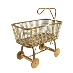 [S-V40007500NA] Culla in giunco con ruote in legno 97x57xh.43/79 cm