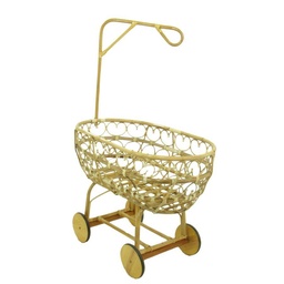 [S-V40013100NA] Culla in vimini con reggivelo e ruote in legno 103x57xh.44/78 cm