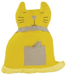 [S-V9160240000] Cuscino Gatto Grigio-Giallo cm37x9h40