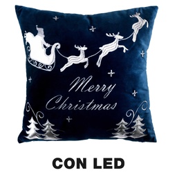 [S-V6164920000] Cuscino luminoso in tessuto con renne blu 40x40x12 cm