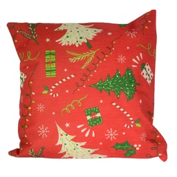 [S-V6321080000] Cuscino in tessuto albero rosso e verde 43x43 cm