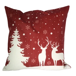 [S-V6321030000] Cuscino in tessuto cervo rosso e bianco 43x43 cm