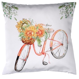 [S-V2510440000] Cuscino tessuto con bicicletta bianco 43x43 cm