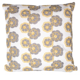 [S-V2509840000] Cuscino Fiori Grigio Giallo Quadro 45x45 cm
