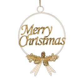 [S-V6196130000] Decorazione Metallo Merry Christmas Orocm18x3x27