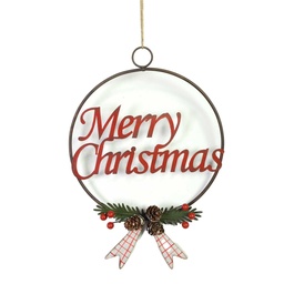 [S-V6198100000] Decorazione Metallo Merry Christmas Rosso 18x3x27 cm