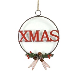 [S-V6198090000] Decorazione metallo xmas rosso 18x3x27 cm