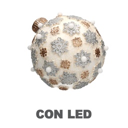 [S-V6139680000] Decorazione natalizia in resina con luce a LED, sfera ø25x28 cm