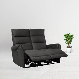 [S-FZ100068] Divano 2 posti con 2 recliner elettrici effetto nabuk grigio  135 x 98 x 109 cm
