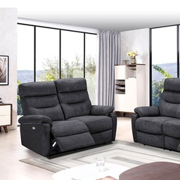 [S-FZ100062] Divano 2 posti con 2 recliner elettrici grigio scuro L 145 x P 92 x H 109 cm