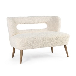[S-B0748148] Divano 2 posti bianco effetto lana - 115x68x78 cm