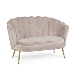 [S-B0743690] Divano 2 posti effetto velluto grigio chiaro Giliola - Misure: 130x77x83 cm