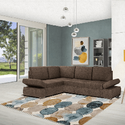 [S-FZ98114] Divano angolare Siena con letto estraibile taupe 267x200x90