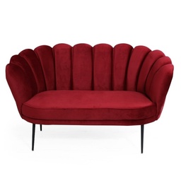 [S-FZ95710] Divano due posti in velluto rosso a conchiglia Orel  cm 135x76,5xh. 79
