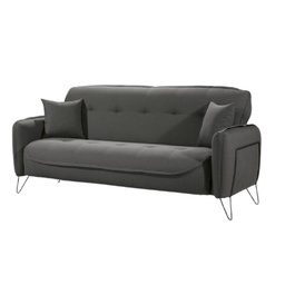[S-FZ93965] Divano letto tre posti in tessuto Grigio CROWN 215x94x h98 cm
