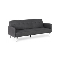 [S-B0735213] Divano letto tre posti in tessuto nero 200x82x81 cm