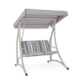 [S-B0790221] Dondolo in acciaio due posti Avorio GRELY 145x120x h185 cm